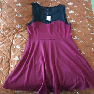Forever 21 Burgundy Fit & Flare Dress